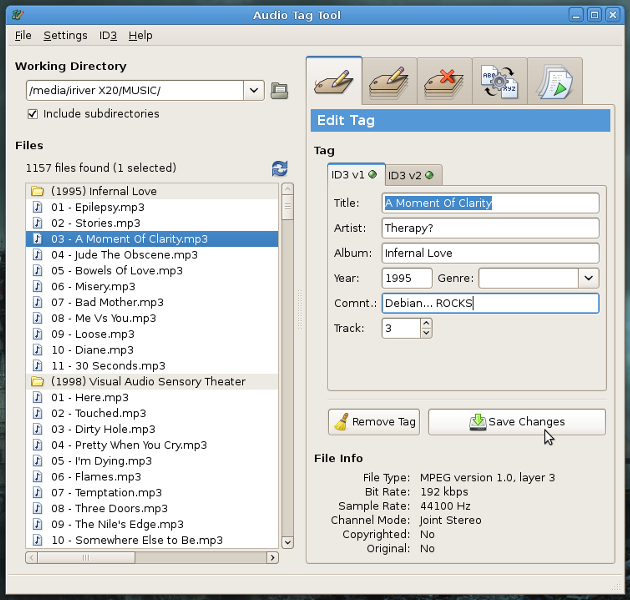 Rename on Tagtool     Tool To Tag And Rename Mp3 And Ogg Vorbis Files   Ubuntu